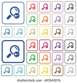 Secure search color flat icons in rounded square frames. Thin and thick versions included.