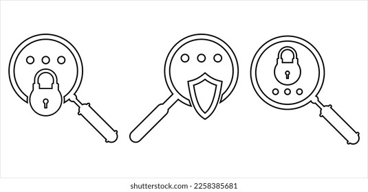Secure Search Icon, Secure Search System Vector Art Illustration
