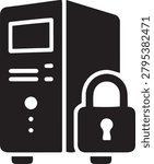 Secure server computer padlock data protection vector icon.