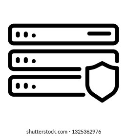 secure server icon, outline black style, seo and business illustration