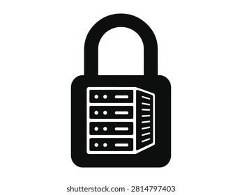 Secure Server Icon Showing Locked Data Storage System Design