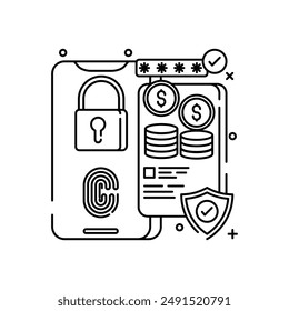 Secure Service Outline Icon, Vector illustration