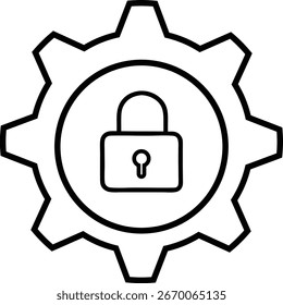 Ícone de configurações seguras - Símbolo de engrenagem de bloqueio cibernético para privacidade e proteção
