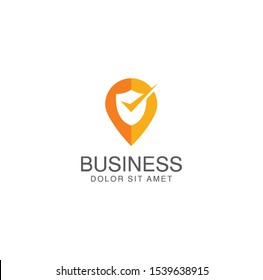 Secure Shield Check Logo Design Vector Stock. Location Logo Business Design Icon. Security And Guard Check Logo Template 