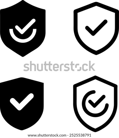 Secure Shield Check Mark Icon Vector Design for Protection and Approval