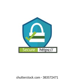 secure shield concept flat design