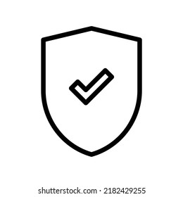 Secure shield icon in black outline style