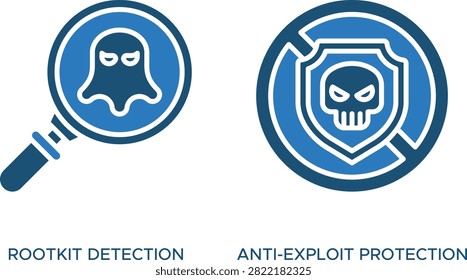 Secure shield icon with computer virus and rootkit detection symbols vector illustration