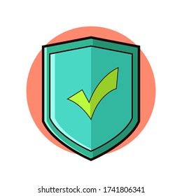 secure shield icon, green shild with green check mark. Shield Check Mark Icon Vector Illustration