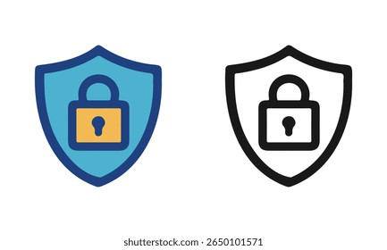 Secure Shield Icons, Protection and Privacy, a shield with a locked padlock, IT Network Communication Technology Icon.