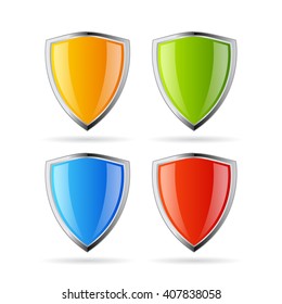 Secure shield icons set vector illustration isolated on white background