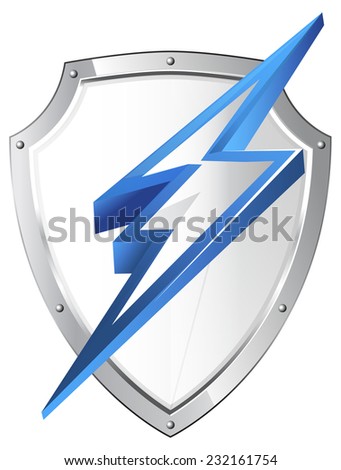 Secure Shield with Lightning Bolt - Illustration