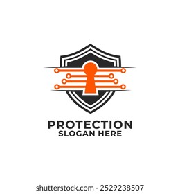 Secure Shield logo template illustration, Network Protection logo vector, Online safe logo design template