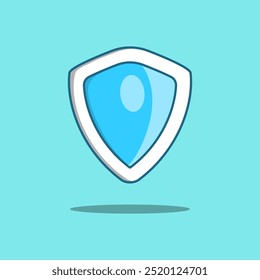 Secure Shield Online Shopping Elements Vector Cartoon Illustration Icon
