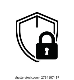 Secure shield with padlock icon