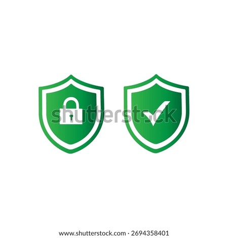 secure shield security, green shield with padlock, green sheild with security, Green Security Shield Icons with Lock and Check Mark,
