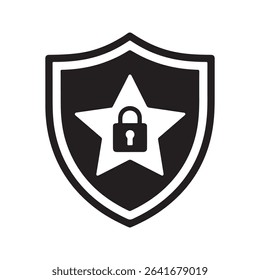Secure shield star lock icon protection safety