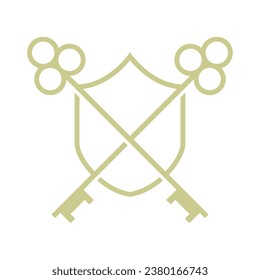 diseño de logotipo de tecnología de escudo seguro. protector con el logotipo de las teclas de bloqueo en fondo blanco