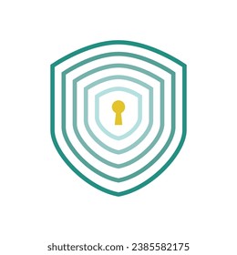 secure shield technology logo design. shield with lock keys logo on white background