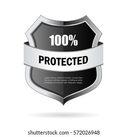 Secure shield web vector icon illustration isolated on white background. Flat web design element for website, app or infographics materials.