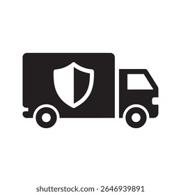 Icono De Envío Seguro Glifo De Vector De Un Camión Con Un Símbolo De Escudo Para Entrega Protegida Y Seguro De Carga Guardia De Seguridad Y Logística De Transporte