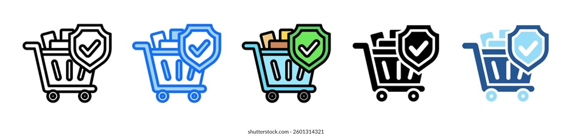 Secure Shopping Cart Icon Set Multiple Style Collection