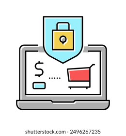 secure shopping color icon vector. secure shopping sign. isolated symbol illustration