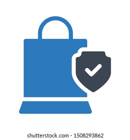 secure shopping glyph colour vector icon