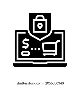 vector de icono de glifo de compras seguro. signo de compra seguro. símbolo de contorno aislado ilustración negra