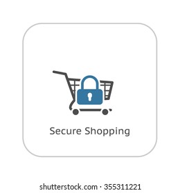 Secure  Shopping  Icon. Flat Design. Business Concept. Isolated Illustration.
