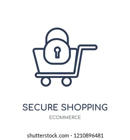 Secure shopping icon. Secure shopping linear symbol design from Ecommerce collection. Simple outline element vector illustration on white background.