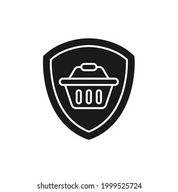 Secure Shopping icon Vector Illustration. Shopping Security and Safety with Shield icon design concept for e-commerce, online store and marketplace website, mobile, logo, symbol, button, sign, app UI