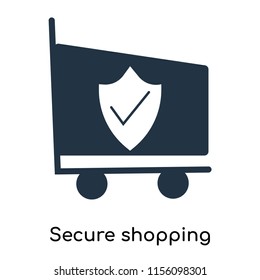 Secure shopping icon vector isolated on white background, Secure shopping transparent sign , symbols or elements in filled style