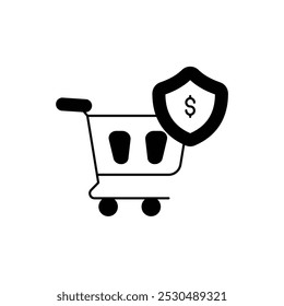 Icono de compras seguro con Vector de fondo blanco Ilustración de stock