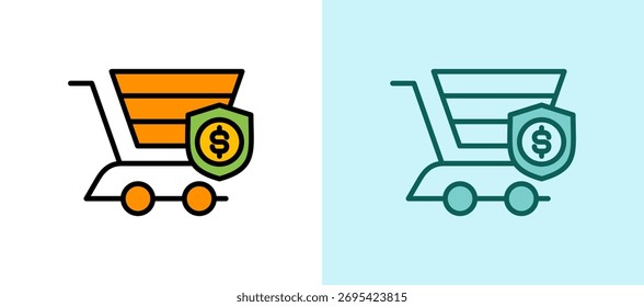 Icono de compras seguro Ilustración vectorial whitegreen
