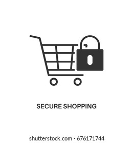 Secure shopping. Internet security information protection minimal flat icon