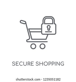 Secure shopping linear icon. Modern outline Secure shopping logo concept on white background from e-commerce and payment collection. Suitable for use on web apps, mobile apps and print media.