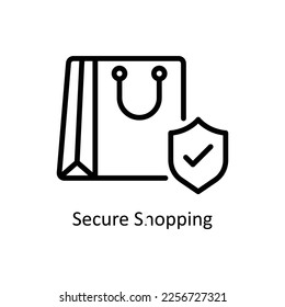Secure Shopping Vector Outline icon for your digital or print projects. stock illustration