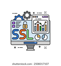 Secure Socket Layer Fill Color Icon, Vector illustration