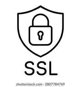 Secure Socket Layer Line Icon representing secure socket layer, suitable for web interfaces, presentations, reports, apps, and clean design projects