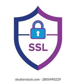 Secure socket layer symbol with shield and lock