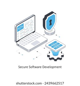 Ilustración de stock isométrica de desarrollo de software seguro. Ilustración de archivo EPS.