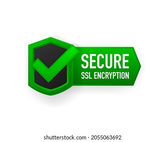 Secure SSL Encryption Banner Vector Isolated On White Background. Flat Badge Or Label Of Secured. Vector Illustration.