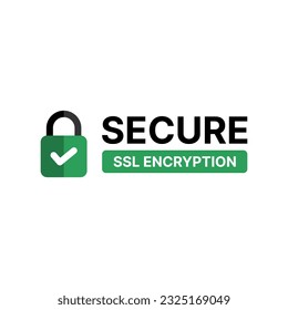 Secure SSL encryption illustration editable vector on white background. Secure web connection https.