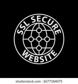 Icono seguro del Sitio web de SSL aislado en fondo negro