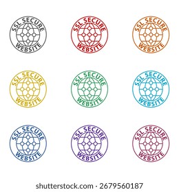 Secure SSL website  icon isolated on white background. Set icons colorful