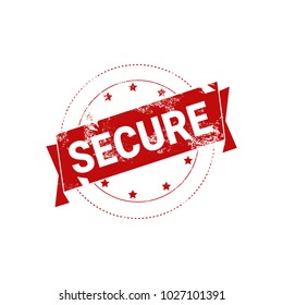 Secure Stamp Red Grunge Sign Sticker Icon Isolated Vector Illustration