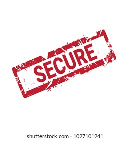 Secure Stamp Red Grunge Sticker Or Badge Isolated Vector Illustration