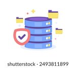 secure storage concept. data protection on servers and databases. security system to protect files in data centers. storage illustration with shield and folder symbols. flat style design. graphic