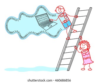 Secure storage on service cloud - concept illustration